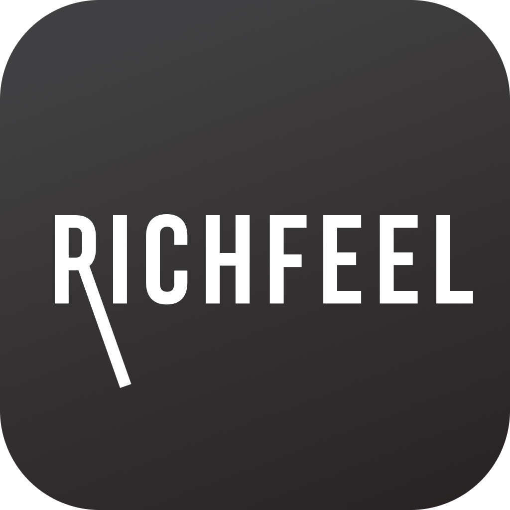 Black square with 'RICHFEEL' text in white