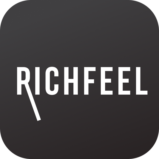 Black square with 'RICHFEEL' text in white